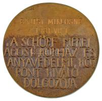 1981. "A Schöpf Mérei Ágost Kórház és Anyvédelmi Központ Kiváló Dolgozója" bronz emlékérem...