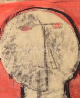 Rác András (1926-2013): Szürreális alak ablakkal. Vegyes technika, papír, jelzés nélkül. Provenienci...