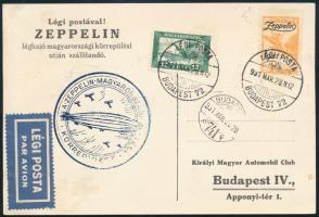 1931 Zeppelin Magyarországi körrepülés levelezőlap 1P bélyeggel (16.000)