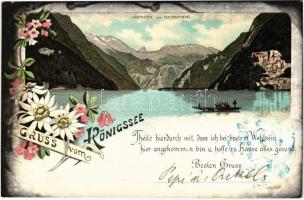 1897 (Vorläufer!) Königssee, Königssee vom Malerwinkel. Art Nouveau, floral, litho (EK)