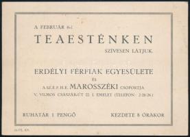 1932 Az Erdélyi Férfiak Egyesületének meghívója