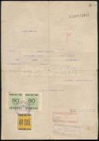 1942 Miskolc, illetőségi bizonyítvány városi illetékbélyegekkel