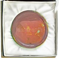 1970-1980 k. "Városi Tanács - Pécs" eozin mázas porcelán plakett, dísztokban (88mm) T:AU