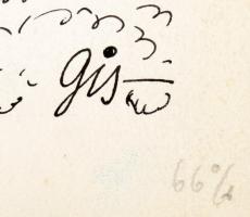 Szegő Gizi (1902-1985): 3 db politikai karikatúra, 1950-60 körül. Vegyes technika, papír, jelzett. H...