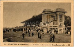 1937 Deauville, La Plage Fleurie, Les tribunes un jour de courses (Louis Lefranc, arch.) / beach, hippodrome, horse racecourse, the stands on a racing day (fl)