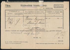 1937 Nyomtatvány "KÁL-KÁPOLNA-KISTERENYE" mozgóposta bélyegzéssel