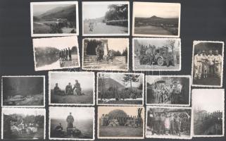 cca 1938-1945 II. világháborús katonai fotók VIII. légvédelmi tüzér osztag katonái,mozgalmas képeken 6x9 cm 15 db