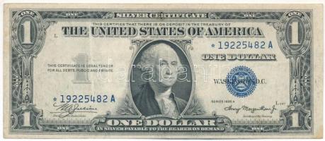 Amerikai Egyesült Államok 1935A 1$ Silver Certificate - kisméretű", kék pecsét, "William Alexander Julian - Henry Morgenthau" sorszám előtt csillag (pótkiadás) T:F USA 1935A 1 Dollar "Silver Certificate - small size", blue seal, "William Alexander Julian - Henry Morgenthau" star before the serial number (replacement note) C:F Krause P#416a