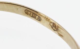 Arany (Au) 14K gyűrű zafírral és gyémántokkal, jelzett, tanúsítvánnyal, méret: 54, bruttó: 1,5 g