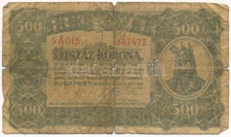 1923. 500K (nyomdahely jelölés nélkül) T:VG Hungary 1923. 500 Korona (without printer's mark) C:VG Adamo K34