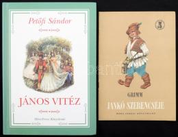 2 db könyv - Petőfi Sándor: János vitéz. 2008, Móra. Róna Emy rajzaival. Kiadói kartonált kötés, jó állapotban + Grimm: Jankó szerencséje. Róna Emy rajzaival. Bp., 1961, Móra. Kiadói papírkötés, sarkán gyűrődéssel.