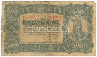 1923. 500K "Magyar Pénzjegynyomda" nyomdahely jelöléssel T:VG Hungary 1923. 500 Korona with "Magyar Pénzjegynyomda" printer's mark C:VG  Adamo K34