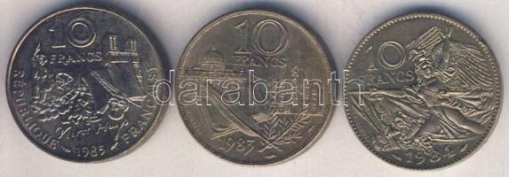 Franciaország 1983. 10Fr "Stendhal" T:1- + 1984. 10Fr "Rude" T:2 + 1985. 10Fr Vi...