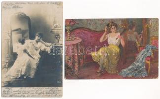 45 db RÉGI motívum képeslap vegyes minőségben: zsáner, művész, főleg szép hölgyek