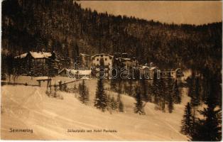 1914 Semmering, Skilaufplatz mit Hotel Panhans / ski slope, hotel