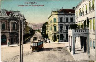 1924 Sopron, Erzsébet utca, villamos (EK)