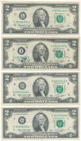 Amerikai Egyesült Államok 1976. 2$ "Federeal Reserve Note" zöld pecsét, "Francine Irving Neff - William E. Simon" (4db, mind más városban kiadva: Chicago, St. Louis, Minneapolis, San Francisco) T:F közte szép papír USA 1976. 2 Dollars "Federal Reserve Note" green seal, "Francine Irving Neff - William E. Simon" (4pcs, all from different cities: Chicago, St. Louis, Minneapolis, San Francisco) C:F within fine paper Krause P#461