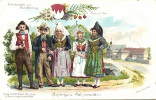 Bavarian folkwear around Aschaffenburg and Unterfranken litho (EK)