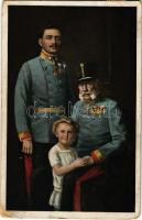 1916 Ferenc József, IV. Károly és Habsburg Ottó trónörökös / Franz Joseph I of Austria, Charles I of Austria and Crown Prince Otto (EB)