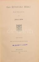 Jókai Mór: Gróf Benyovszky Móricz életrajza, saját emlékiratai és útleírásai. Képekkel, térképekkel, autographokkal. I-IV. köt. [Két kötetbe kötve.]   1. könyv: I. köt: Életrajz I. köt. (I.köt.), Saját emlékiratai és útleírásai. I. köt. (III. köt.):  2. könyv II. Köt.: Életrajz II. köt. (II. köt.), Saját emlékiratai és útleírásai. II. köt. (IV. köt.)   Bp., 1888-[1891.], Ráth Mór, 1 t.+4+413+3 p.+4 t. +2 (kézirathasonmás) t.+1 t.+4+351+IV p.+6 t.;   1 (kihajtható térkép) t.+2+310+LIX p.+5 t.+ 1t.+4+423+II p.+4t.+2 (kihajtható térkép) t. + 2 (kézirat hasonmás) t.   Korabeli aranyozott aranyozott egészvászon-kötés, kopott borítókkal, sérült gerincekkel, kijáró lapokkal, az 1. könyvben az Életrajz és Saját emlékiratai és útleírásai I kötetei vannak, míg a 2. könyvben az Életrajz és Saját emlékiratai és útleírásai II köteteit kötötték, a könyvben, az Életrajz II. kötet címlapja hiányzik.   Jakabffy Lajos (1866-1940) mérnök, Szeged város műszaki tanácsosa, a település főmérnöke névbélyegzéseivel.