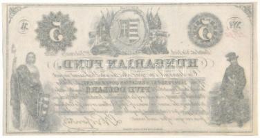 1852. 5$ "Kossuth bankó" "A" sorozat, piros "10490" sorszámmal T:AU / ...
