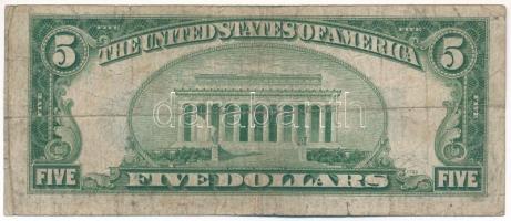 Amerikai Egyesült Államok 1934-1945. (1934A) 5$ "Silver Certificate - kisméretű" kék pecsé...