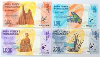 Madagaszkár DN (2017) 100A-1000A (4xklf) T:UNC Madagascar ND (2017) 100 Ariary - 1000 Ariary (4xdiff) C:UNC