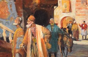 Adilov Alim (1963-): Szőnyegárus. Olaj, vászon, jelezve balra lent, hátoldalán címkén feliratozott. ...