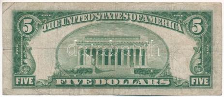 Amerikai Egyesült Államok 1949-1953. (1934D) 5$ "Silver Certificate - kisméretű" kék pecsé...