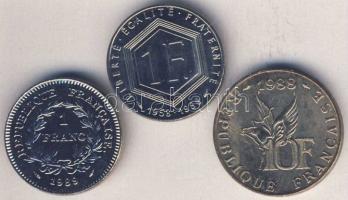 Franciaország 1988. 1Fr "De Gaulle" T:1- + 1988. 10Fr "Roland Garros" T:1- + 198...