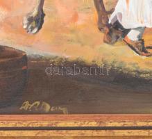 Adilov Alim (1963-): Hazafelé. Olaj, farost, jelezve balra lent, hátoldalán címkén feliratozott. 50x...