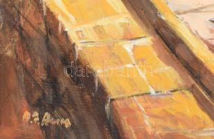 Adilov Alim (1963-): Alku. Olaj, farost, jelezve balra lent, hátoldalán címkén feliratozott. 50x70 c...