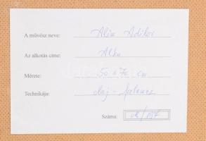 Adilov Alim (1963-): Alku. Olaj, farost, jelezve balra lent, hátoldalán címkén feliratozott. 50x70 c...