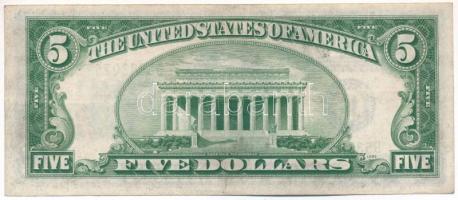 Amerikai Egyesült Államok 1934-1945 (1934A) 5$ "Federal Reserve Note" zöld pecsét "Wi...