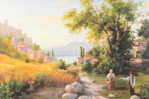 Keleti Péter (1955-): Őszi napsütés. Olaj, farost, jelezve jobbra lent, hátoldalán címkén feliratozo...