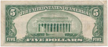 Amerikai Egyesült Államok 1946-1949 (1934C) 5$ "Federal Reserve Note" zöld pecsét "Wi...