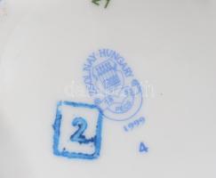 Zsolnay Pompadour mintás 6 db teás csésze, aljjal. Kézzel festett, jelzett, hibátlanok