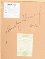 Buday Mihály (1953-): A rabul ejtett idő. Olaj, farost, jelzett, hátoldalán a művész autográf aláírá...