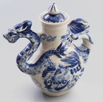 Kínai sárkány figurális kiöntő, jelzés nélkül, hibátlan, m: 23 cm