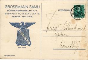 1933 Grossmann Samu bőrkereskedelmi r.-t reklámlapja. Budapest VI. Kazár utca 12. Posner (EK)