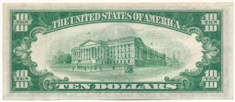 Amerikai Egyesült Államok 1934. 10$ "Federal Reserve Note" zöld pecsét "William Alexa...
