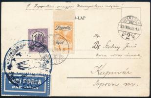 1931 Légiposta levelezőlap Zeppelin 1P bélyeggel "DEBRECEN" - Kaposvár