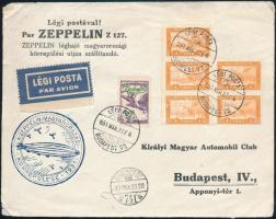 1931 Légiposta levél előlap Zeppelin 2P bélyeggel "A ZEPPELIN MAGYARORSZÁGI KÖRREPÜLÉSE 1931"