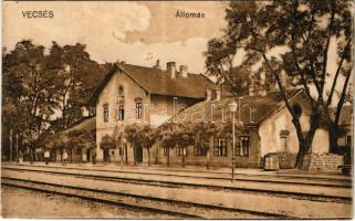 1930 Vecsés, vasútállomás. Herbacsek H. és Fia kiadása