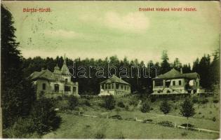 1910 Bártfa, Bártfafürdő, Bardejovské Kúpele, Bardejov; Erzsébet királyné körút, nyaralók. Divald műintézete 48-1909. / street view, villas (EK)