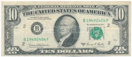 Amerikai Egyesült Államok 1972-1974 (1969C) 10$ "Federal Reserve Note" zöld pecsét "Romana Acosta Banuelos - George Pratt Shultz" T:F USA 1972-1974 (1969C) 10 Dollars "Federal Reserve Note" green seal "Romana Acosta Banuelos - George Pratt Shultz" C:F Krause P#451c