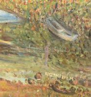 Keszthelyi Magdolna (-): Hazafelé. Olaj, farost, jelzett, dekoratív fakeretben, 50x70 cm