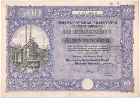 Budapest 1925. "Rimamurány-Salgó-Tarjáni Vasmű Részvény-Társaság" 10db részvénye egyben, e...