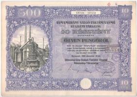 Budapest 1925. "Rimamurány-Salgó-Tarjáni Vasmű Részvény-Társaság" 10db részvénye egyben, e...