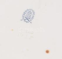 1944 Herendi hosszúkás kínáló, zöldvirágos kínáló, jelzett, kopással, 43x17 cm